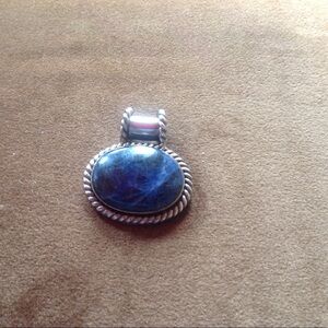 Large Blue Socialite Gemstone Pendant Sterling 925